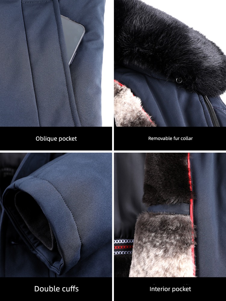 dad thickening easy Big size Fur collar grandpa cotton-padded clothes