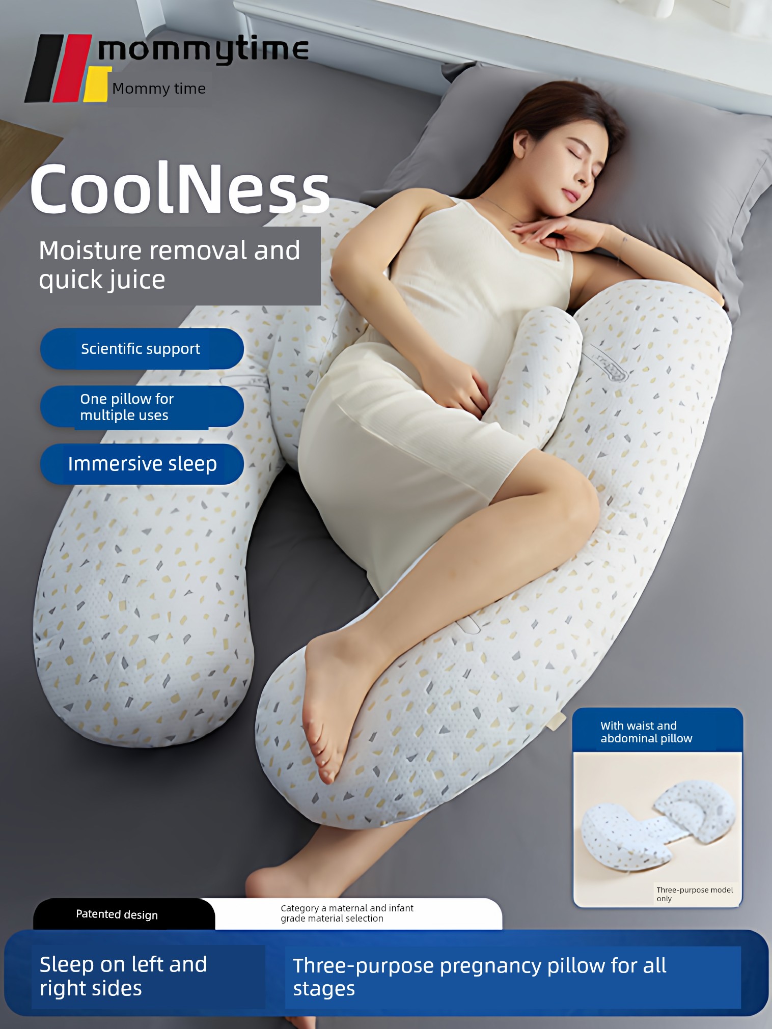 Mommytime Pregnancy Pillow Waist Support Pillow Belly Support Bolster U Essential for Pregnant Women Handy Gadget Pregnant Women Side Pillow Pregnant