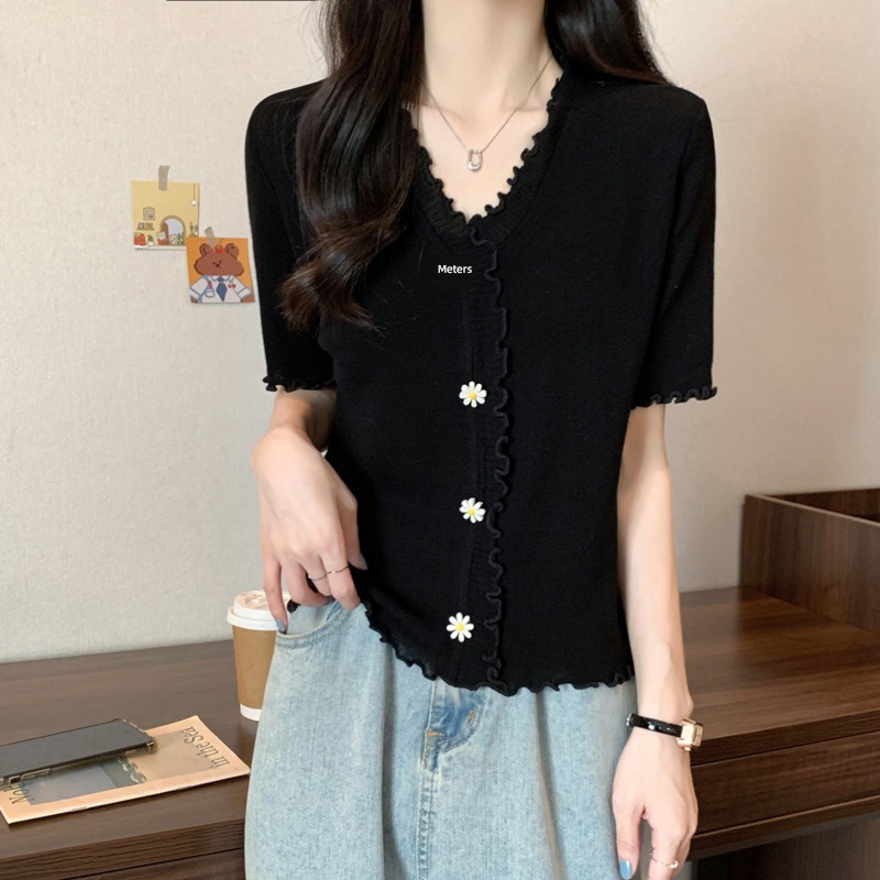 T-shirt Agaric edge Short sleeve ma'am easy jacket summer wear
