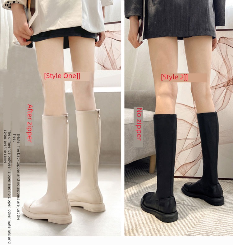 white Below the knee elastic force Show thin little chap Boots