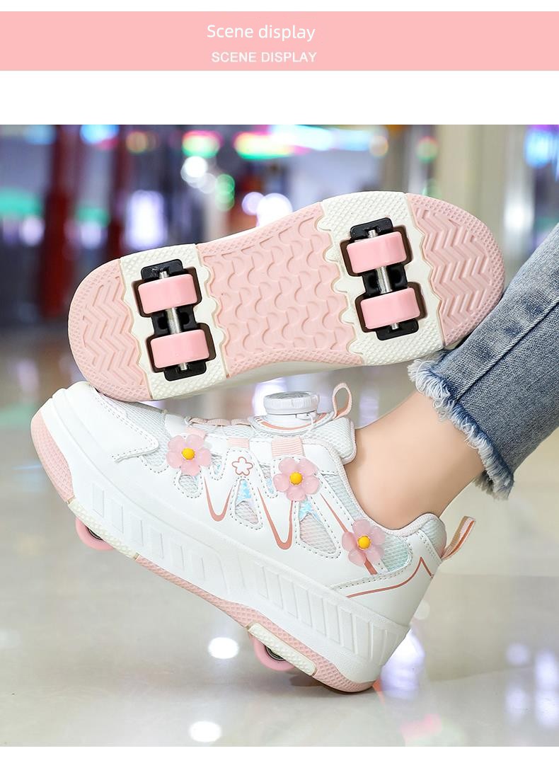 Girls' Four-Wheel Invisible Roller Shoes with Detachable Wheels for Children, Suitable for Primary School Students, Skate and Roller Skating Shoes — 12
