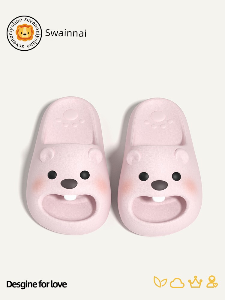 Little Beaver Children's Slippers for Girls, Cute Summer 2026 New Model, Parent-Child Matching, for Girls, Older Children, Students, Indoor Bathing