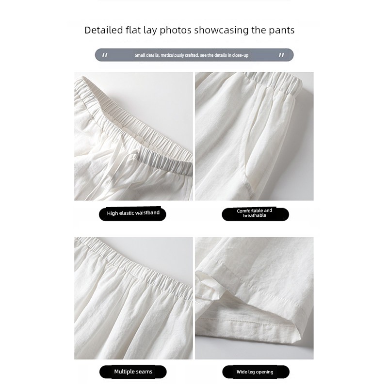Tall Women's Maternity Pants, Cotton-Linen Wide-Leg Pants, Summer Casual Linen Long Pants, Thin Summer Yamamoto Pants for Women — 5