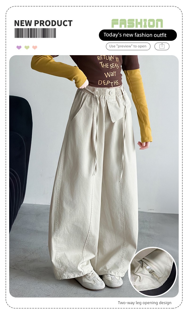 Junior High School Girls' Pants Autumn 2026 New Style Girls' Straight-Leg Workwear Pants Children's Autumn Wide-Leg Pants — 5