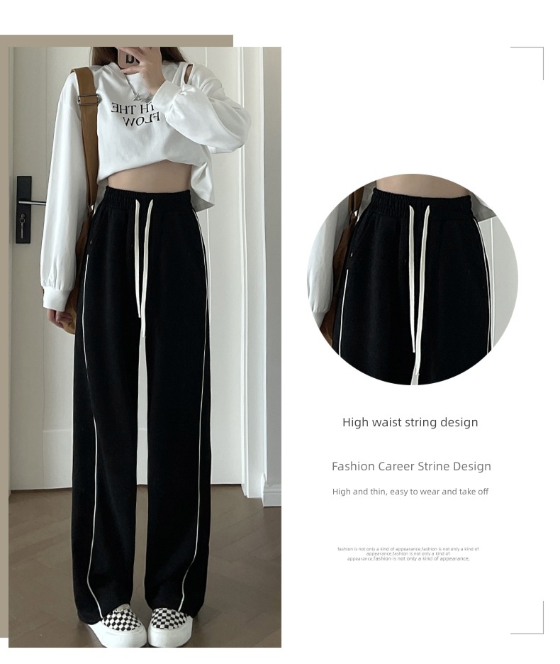 spring and autumn easy Show thin leisure time High waist Drawstring Sports pants