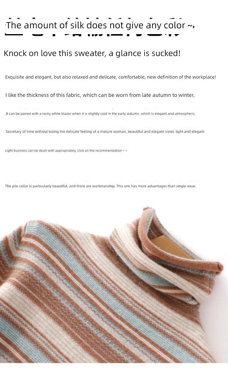 Cashmere Heap High collar female jacket stripe Sweater