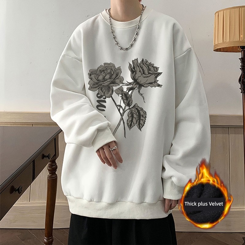 autumn ins Retro Ruffian handsome easy thickening Sweater