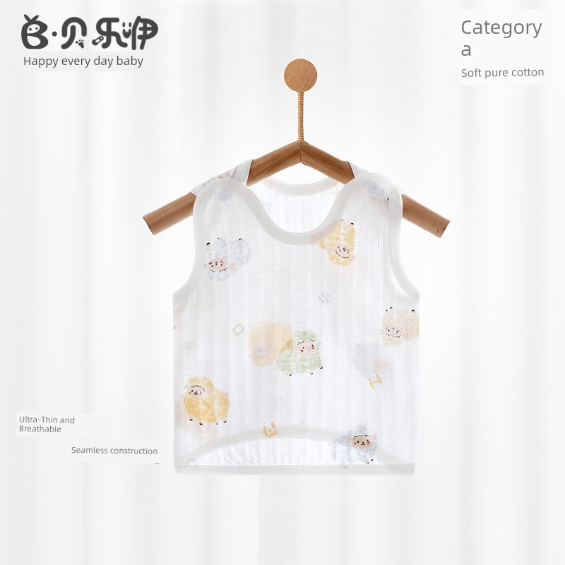 Beileyi Baby Half-Back Vest Summer Thin Pure Cotton Girls' Vest Boys' Clothing Newborn Bellyband Class a — 8