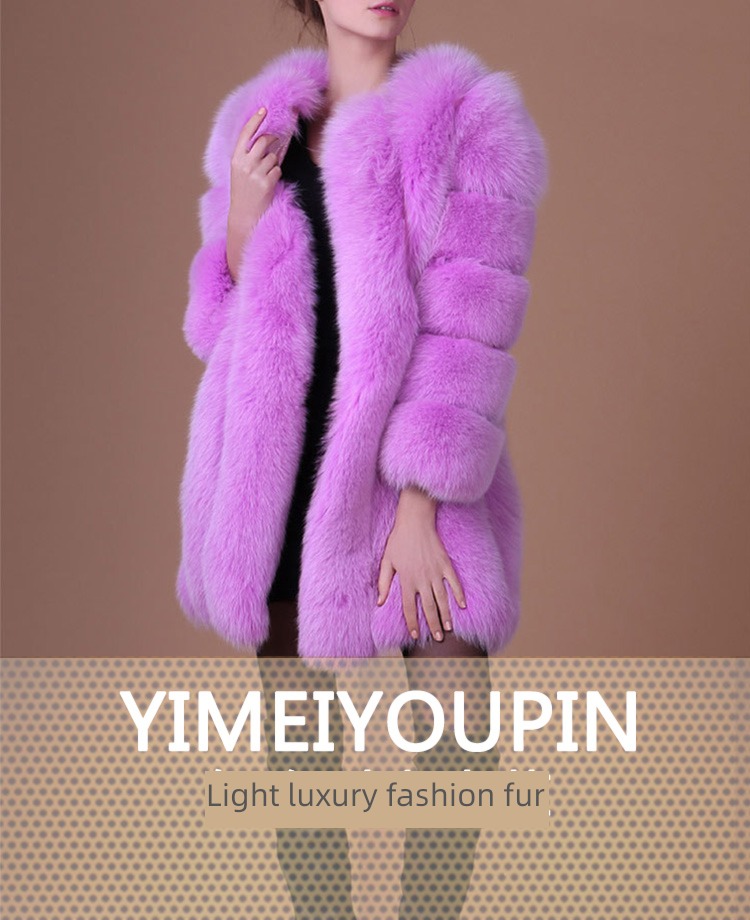 environment protection loose coat female leather and fur 2022 Bomb Street Medium and long term winter Imitation Fox hair Young style Fur in one overcoat