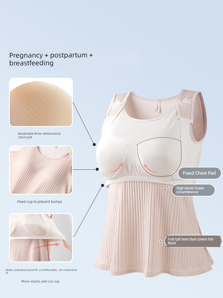 Fish Tail Design Covers the Body | Breathable Nursing Vest for Spring and Autumn, No Need to Wear a Bra, Suitable for Going Out, Postpartum Breastfeeding — 3