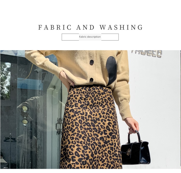 Medium and long term High waist Straight cylinder Leopard Print skirt