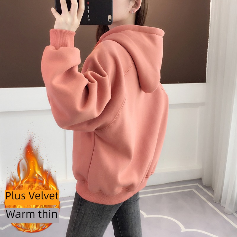 Plush spring and autumn Cartoon printing easy Hooded Sweater