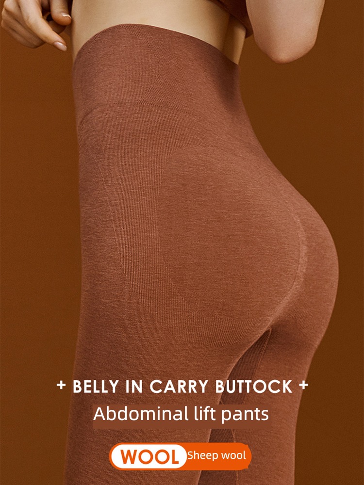 Autumn and winter Buttock lifting The abdomen Tight fitting wool Plush Leggings