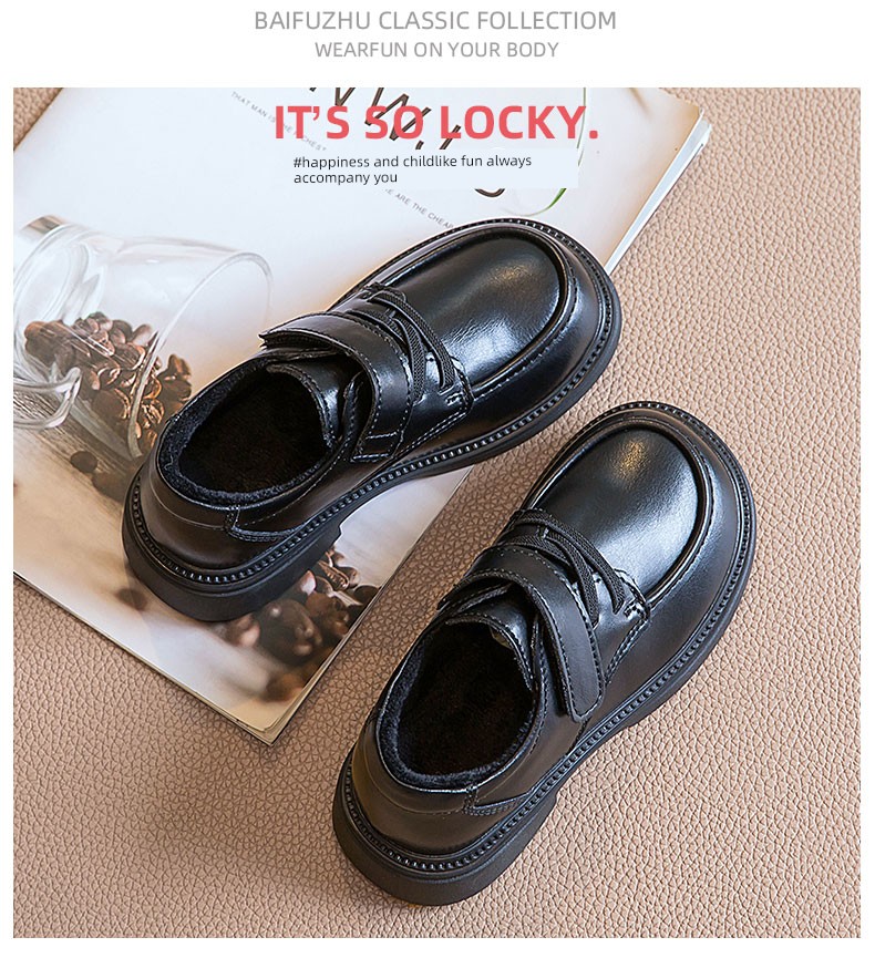 Girls' Leather Shoes, Kidsren's Loafers, Genuine Leather Black Flats, Soft-Soled Princess Shoes for Little Girls, Student Mary Jane Performance Shoes — 28