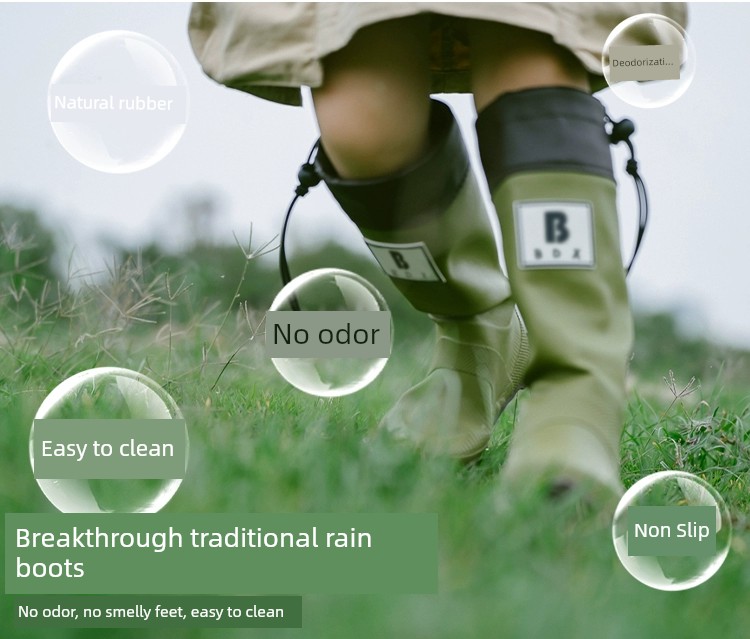 Japanese Style Knee High Rubber Men and Women Same Style Children's Rain Boots — 19