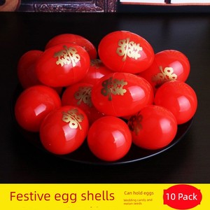 Wedding Dowry Set Supplies Plastic Double Happiness Eggshell Red Eggshell Baby Full Moon Return Gift Red Eggshell
