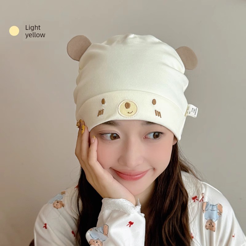Postpartum Hat for All Seasons, Pure Cotton, Class A, Large Head Circumference, Cute, Thin Style for Spring and Summer, Windproof for Postpartum Women, — 1