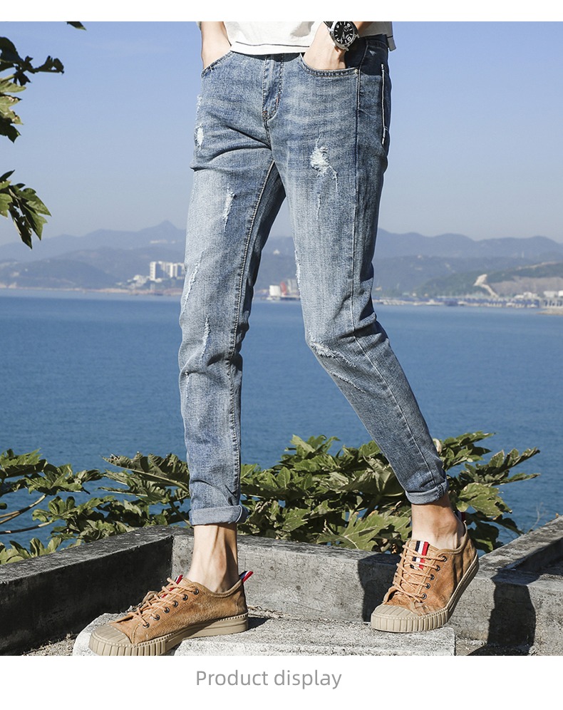dandy hole autumn Nine points man Jeans
