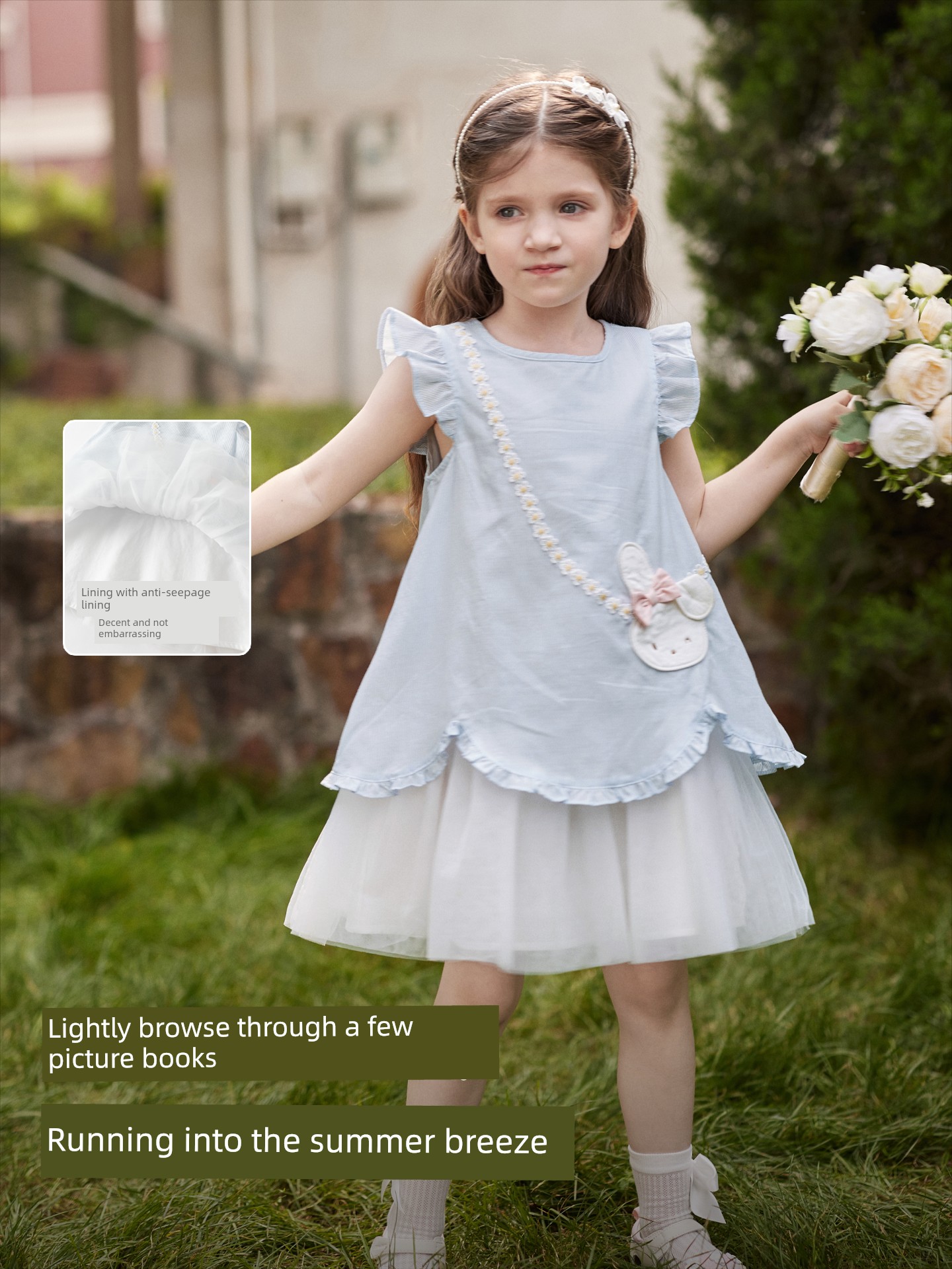 David Bella Girls' Summer Dress New Style Lyocell Cool Gauze Skirt Blue Princess Dress Baby Girl Dress — 3
