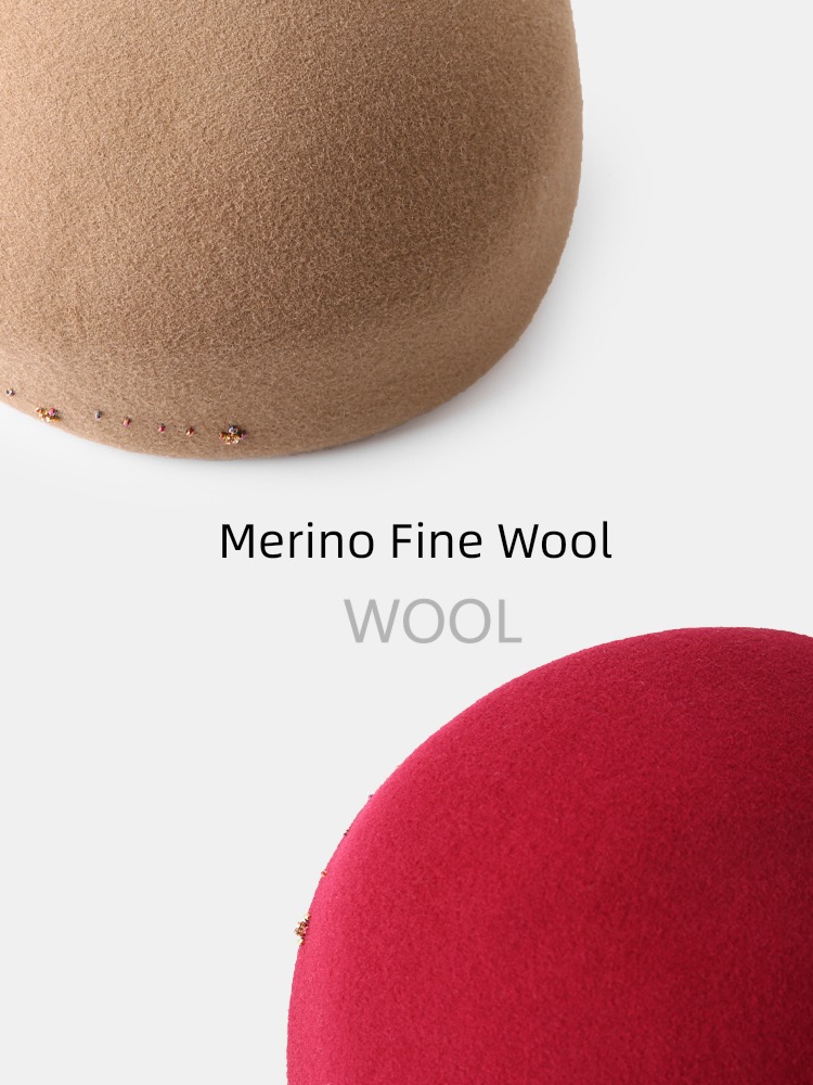 female Autumn and winter Wool leisure time Show a small face beret