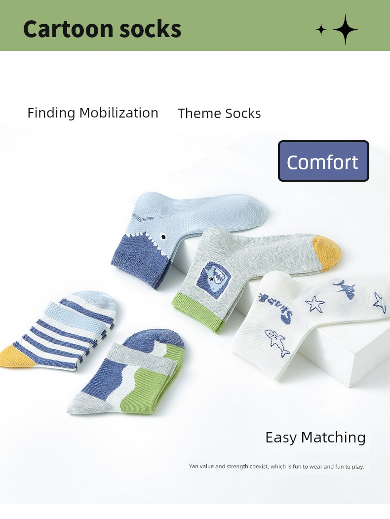 Finding Nemo~ Six-Fingered Mouse Children's Socks Boys' Spring/Summer Thin Mid-Calf Sports Socks for Older Kids and Students — 3