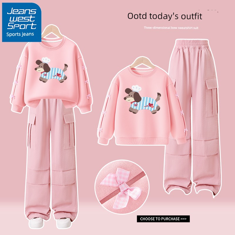 Sports Jeanswest Girls' Pants 2026 New Style Outdoor Workwear Pants Children's Long Pants Spring and Autumn Thin Style for Big Girls — 5