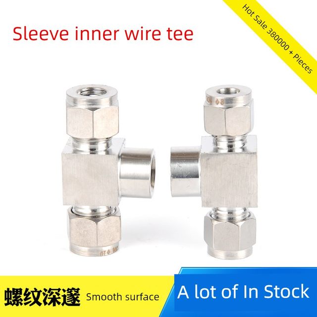 304 stainless steel clamp sleeve inner wire tee internal thread high-pressure gas circuit instrument pipe connection dual clamp sleeve pressure gauge joint