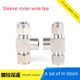 304 stainless steel clamp sleeve inner wire tee internal thread high-pressure gas circuit instrument pipe connection dual clamp sleeve pressure gauge joint