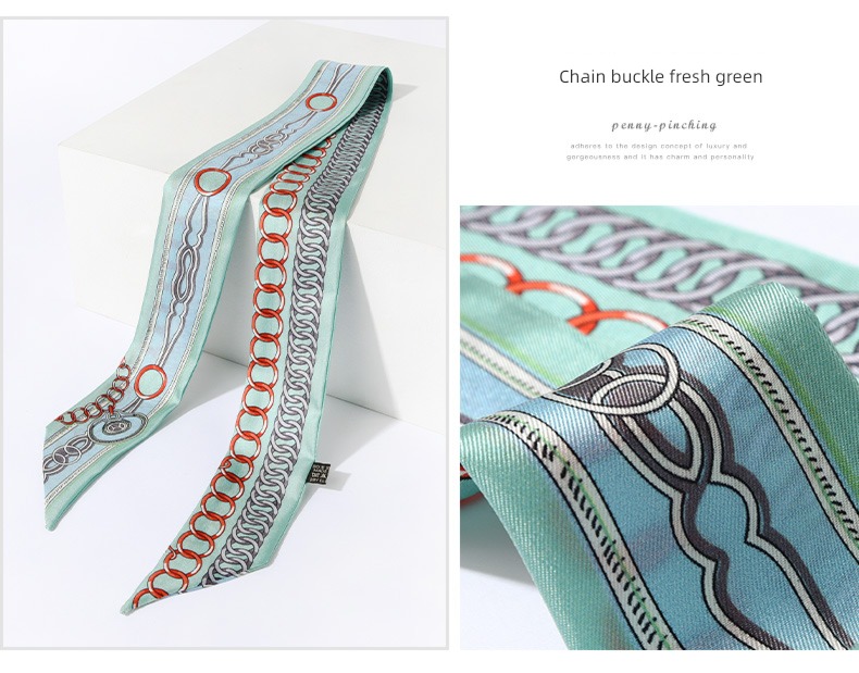 Handle Binding bag Twill silk Thin and narrow Small strip Silk scarf