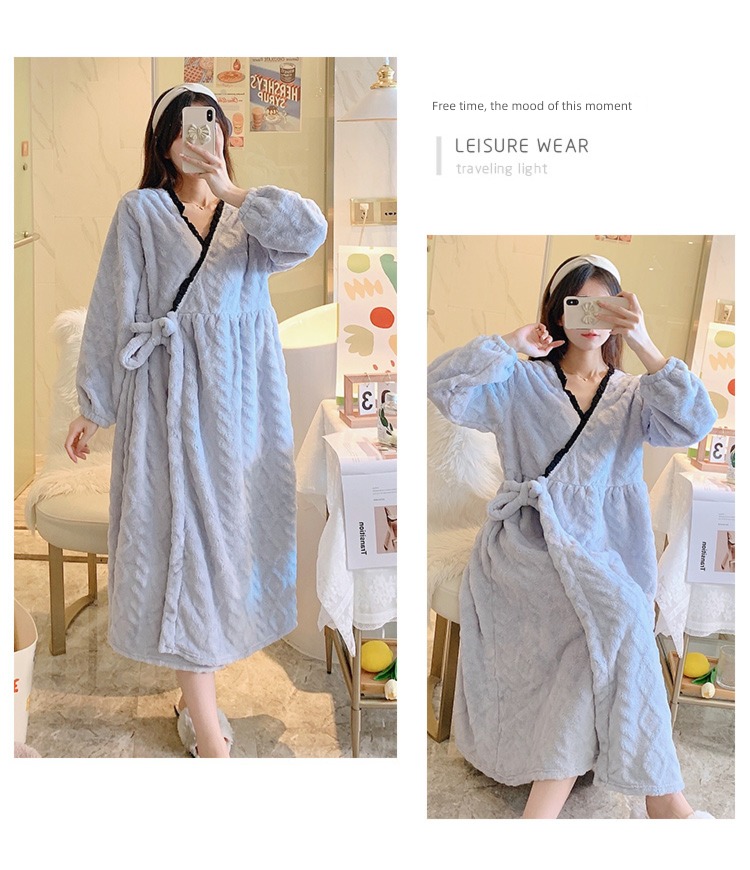 thickening Coral velvet ma'am Loose money pregnant woman robe