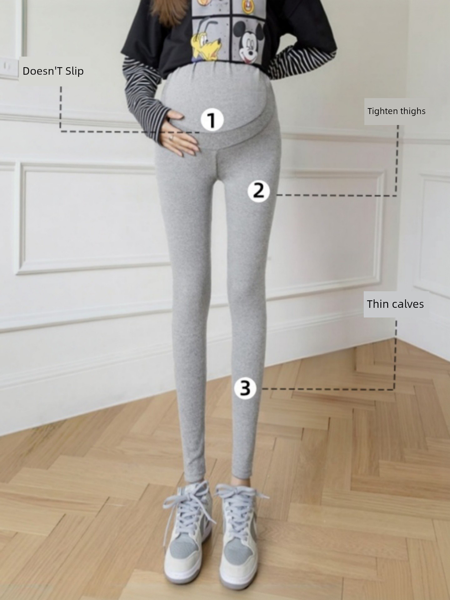 Maternity Pants for Autumn, Thin Fleece, Outerwear, Belly Support Pants, Trendy Mom Style, Non-Tightening on the Belly during Pregnancy, Winter — 4