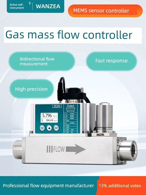 Anhui Ziyi Micro-Hot Gas Mass Flow Meter Compressed Air Oxygen Nitrogen Solenoid Valve MEMS Sensor Controller