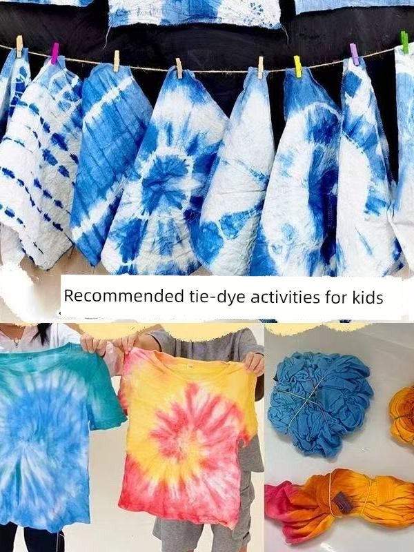 Tie-Dye Pigment Dye Tool Set for Children's Diy, Special Fabric Square Towel, Small Handkerchief, Short-Sleeved Material Kit Set