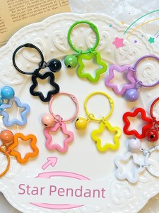Color Five-Pointed Star Acrylic Keychain Pendant Candy Color Earphone Sleeves Hanging Ornament Fresh Couple Bags Decorat