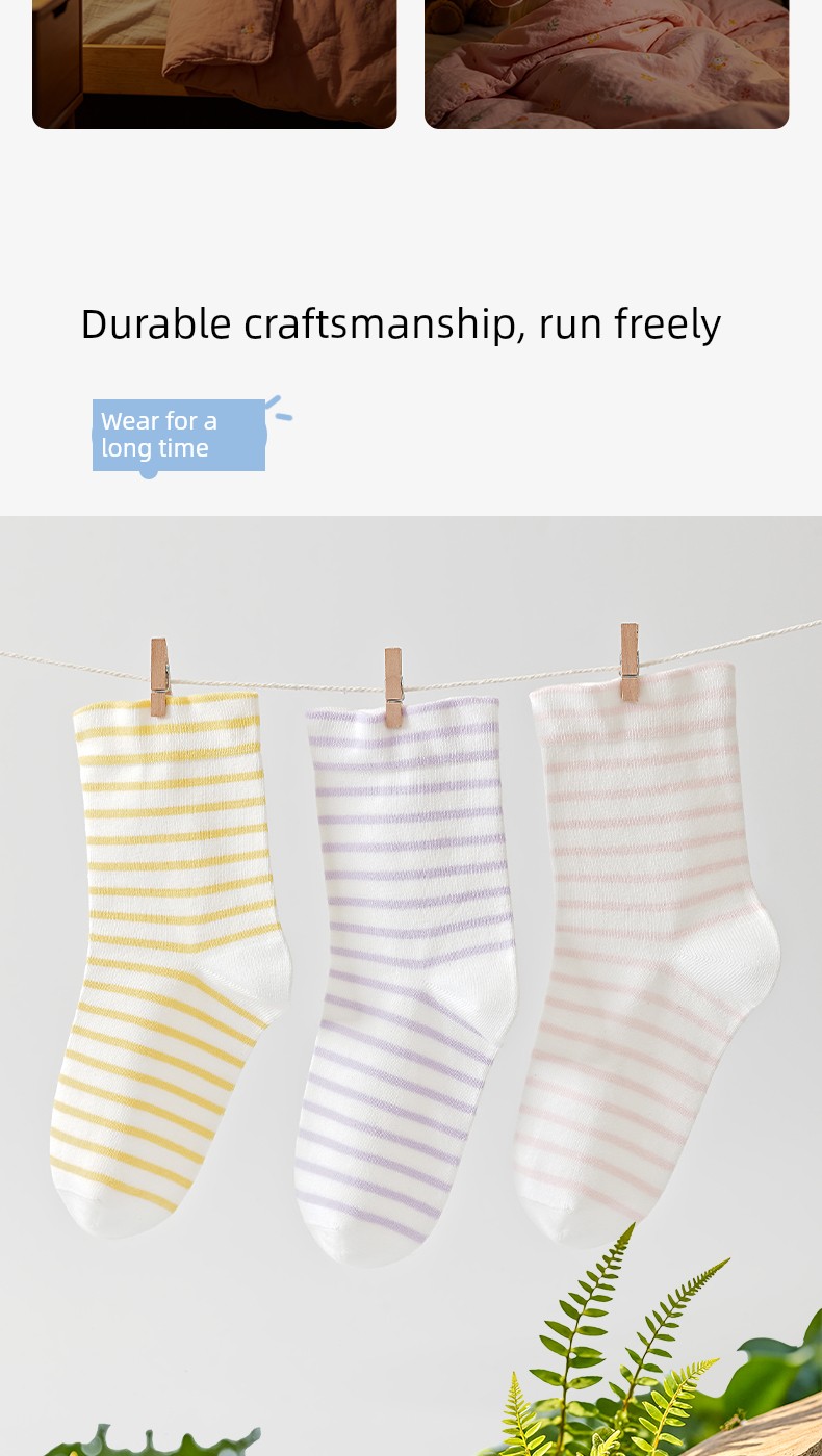 Catman Kidsren's Sleep Socks for Sleeping in Air-Conditioned Rooms, Summer-Specific Anti-Cold Socks for Boys and Girls, Pure Cotton Loose Mid-Calf Socks — 6
