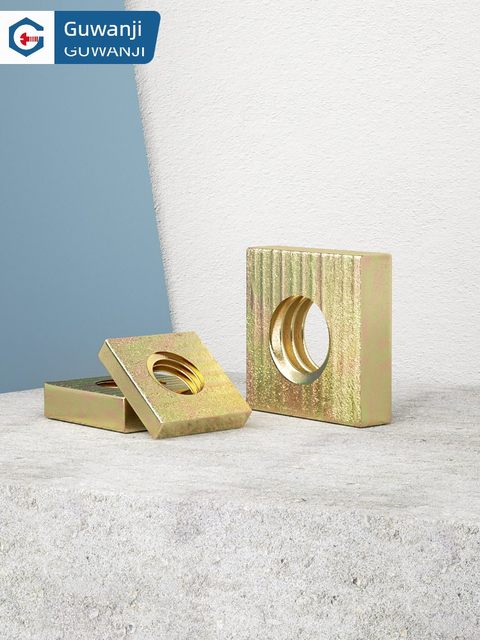 Color-plated zinc square nut square 4-angle four-angle nut Four-side screw cap Nut M3M4M5M6