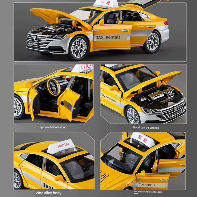 Large Volkswagen Alloy Taxi Children's Toys Six-Door Car Model Taxi Boy Toy Car Gift