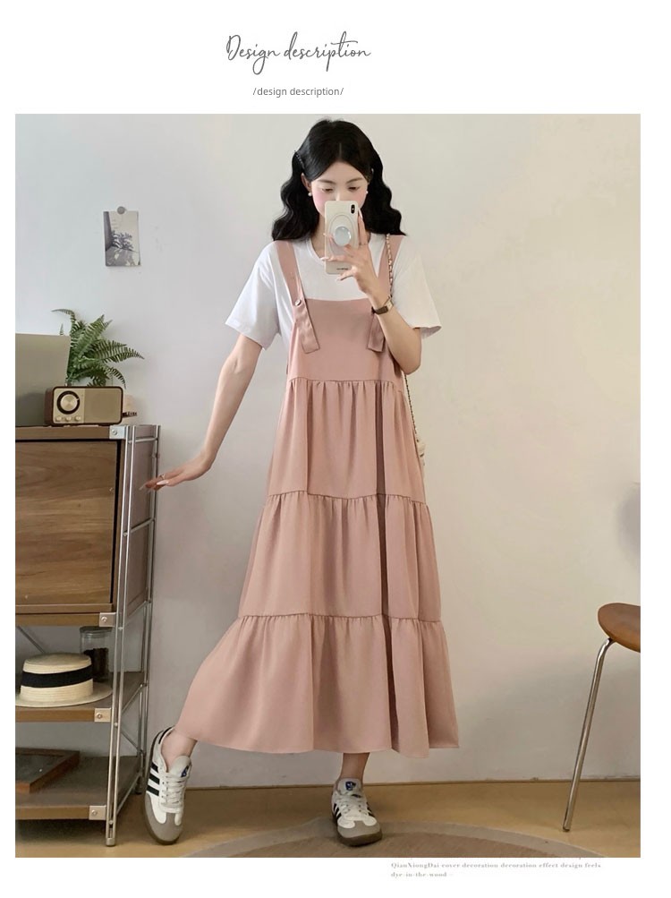 Maternity Summer Dress 2026 New Stylish Fashionable Suspender Dress Summer Cake Dress Two-Piece Set Age-Reducing — 6