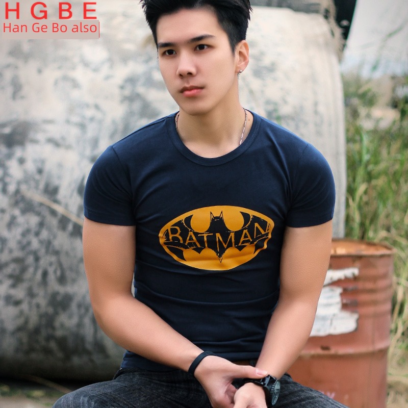 tide Tight fitting man Batman Sweaters Short sleeve T-shirt