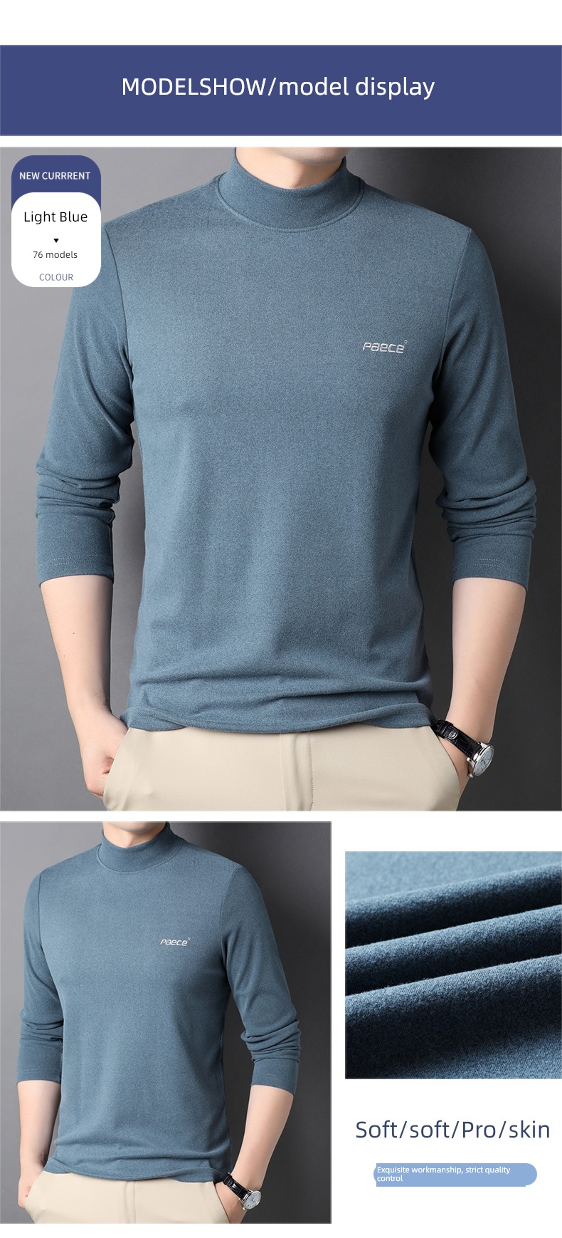 Romon man keep warm Undershirt Sweater Long sleeve T-shirt