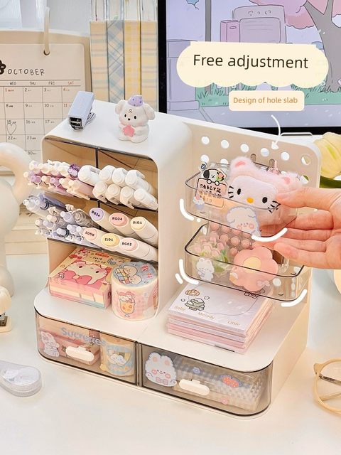 Desktop hole board storage box desk stationery organizing artifact storage rack pen holder office study table storage rack