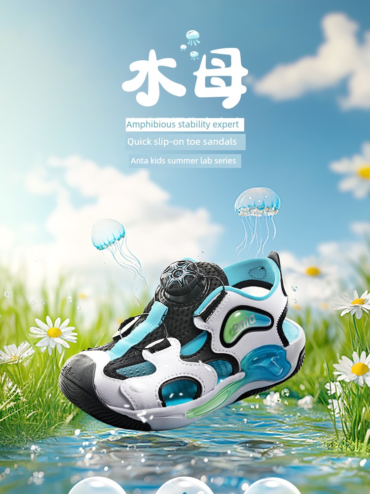 Anta Children's Jellyfish Water Trail Sandals 2026 Summer Boys' Non-Slip Baby Beach Shoes Sports Sandals — 2
