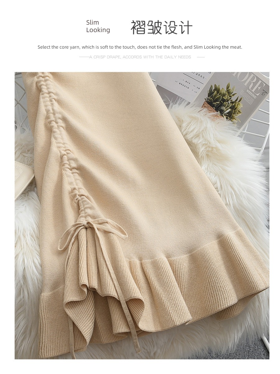 fish tail knitting skirt Autumn and winter Medium and long term Drawstring