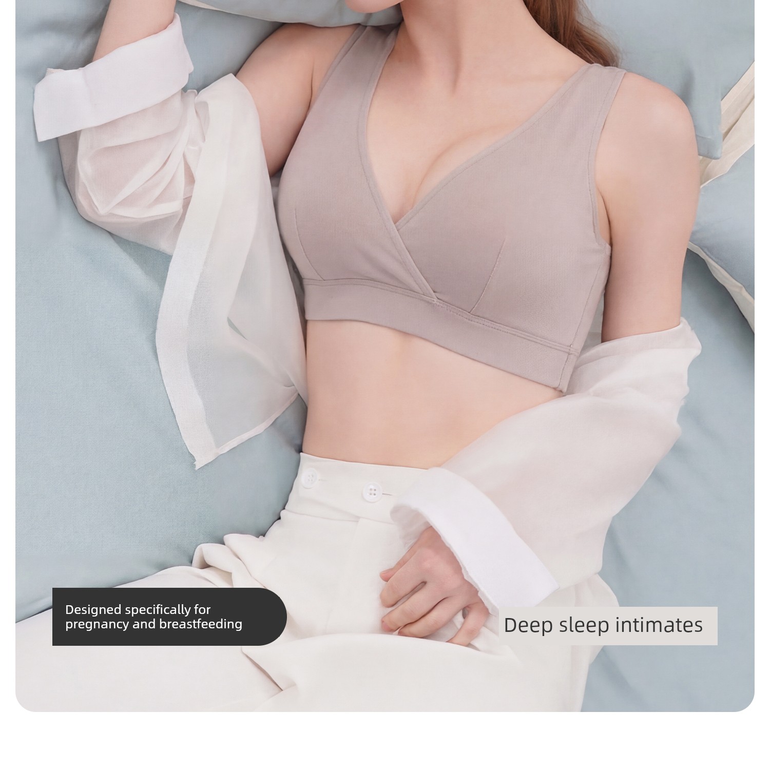 Pure Cotton Nursing Bra, Sleep-Friendly Maternity Bra, Vest-Style Postpartum Breastfeeding Bra, Suitable for Sleeping, Anti-Sagging, Thin Style — 5