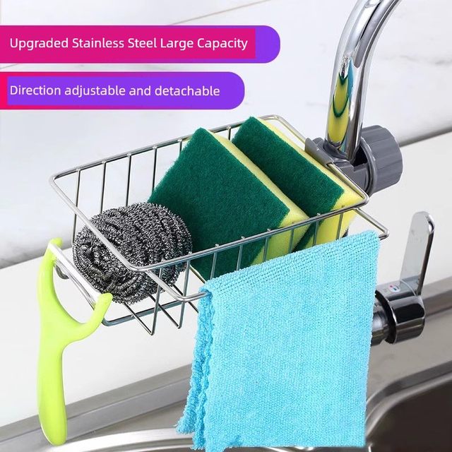 Faucet storage rack sink drain storage rack kitchen pool drain basket drain rack rag without punching