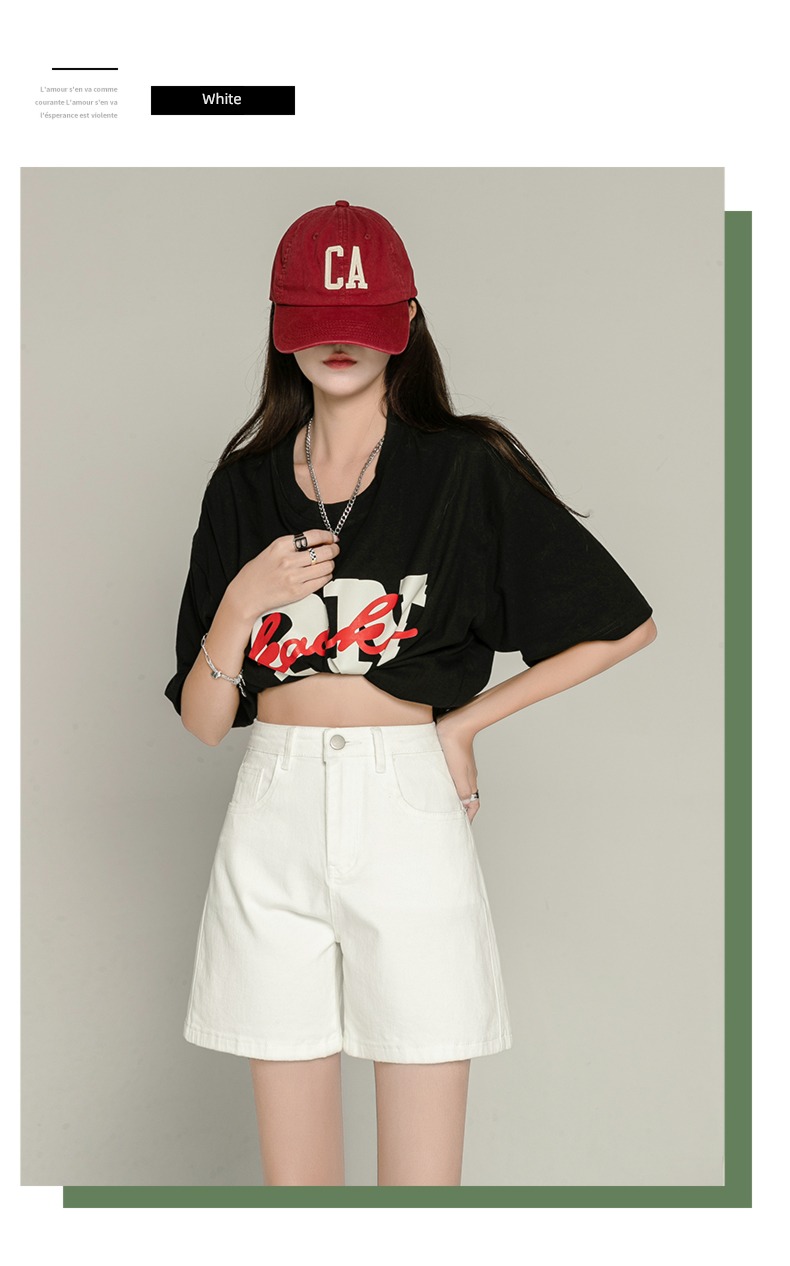2022 The new High waist leisure time green Denim shorts