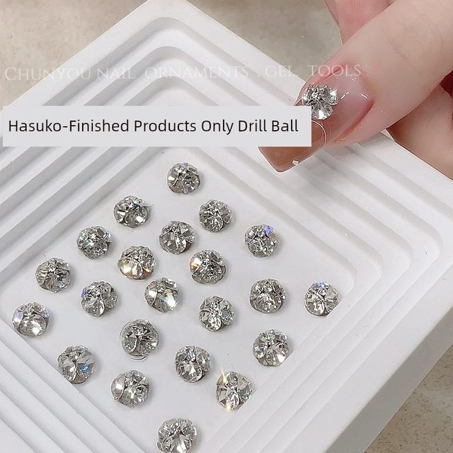 Blasting Huazi cut nail art pile diamond jewelry high quality bottomless support white finished diamond ball pile diamond nail jewelry