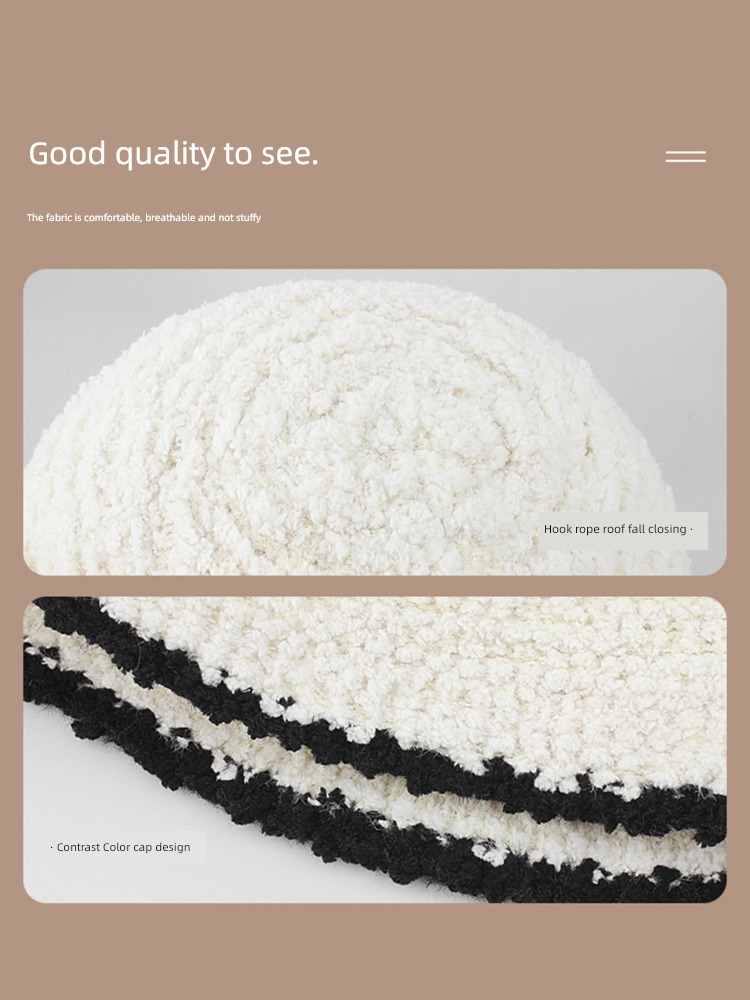 female Autumn and winter Big head circumference face without makeup black veil Hat