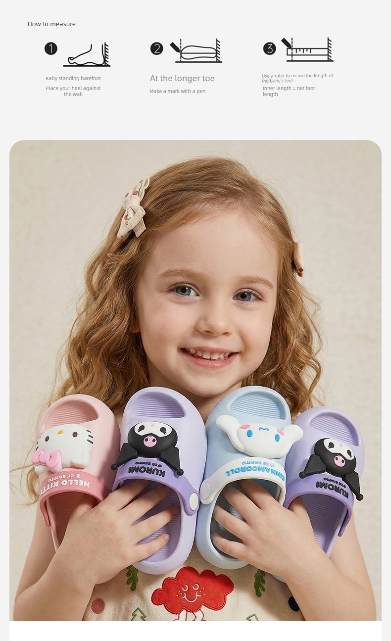 Hello Kitty Girls' Slippers for Children, Summer Indoor Non-Slip Slippers for Toddlers and Young Girls, Suitable for Home and Kindergarten — 12