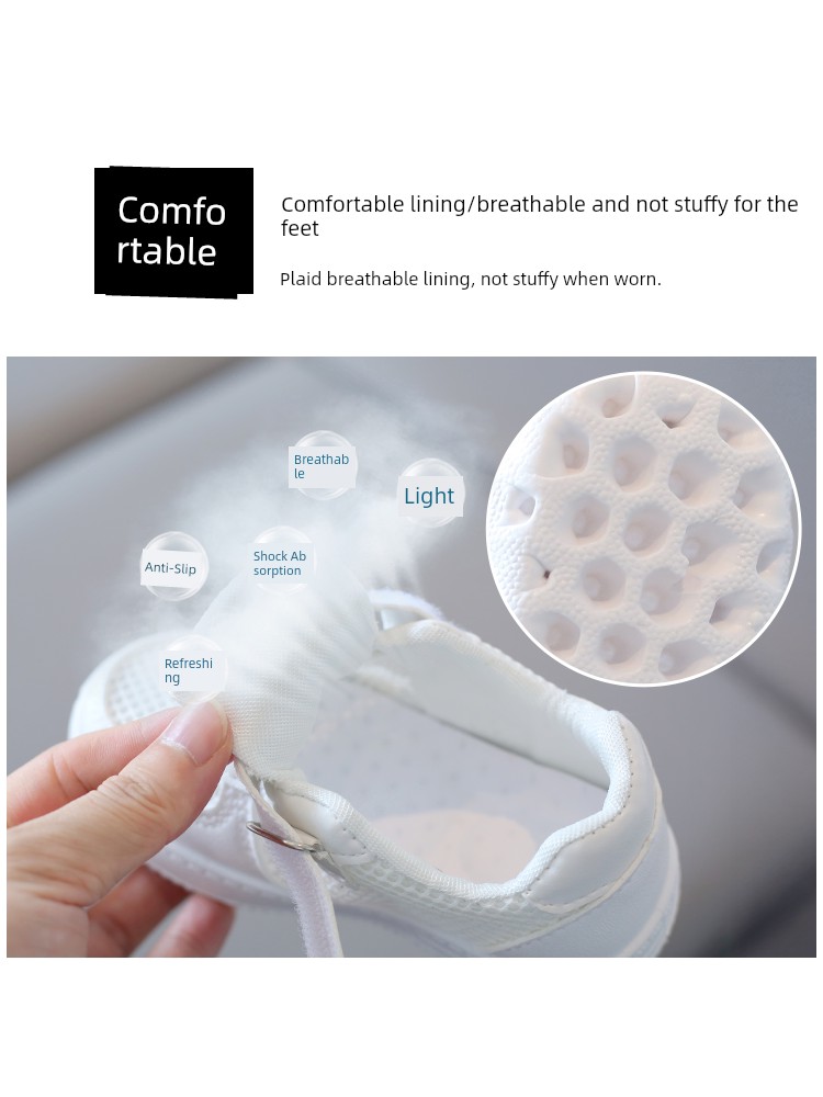 Children's White Sneakers for Boys and Girls, New 2026 Summer Breathable Sneakers for Kindergarten Performances — 4